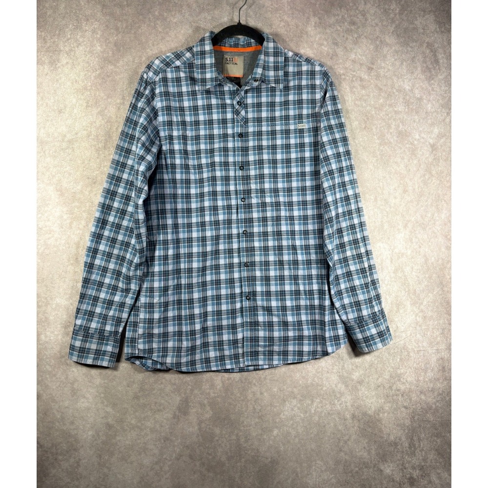 5.11 Tactical Button Down Shirt Mens S Blue Plaid Long Sleeve RAPIDraw Outdoor